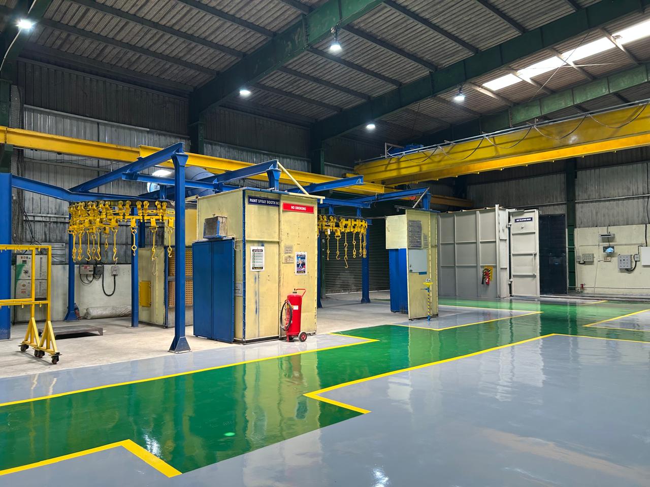 Painting booth and controlled production area at Unit 1