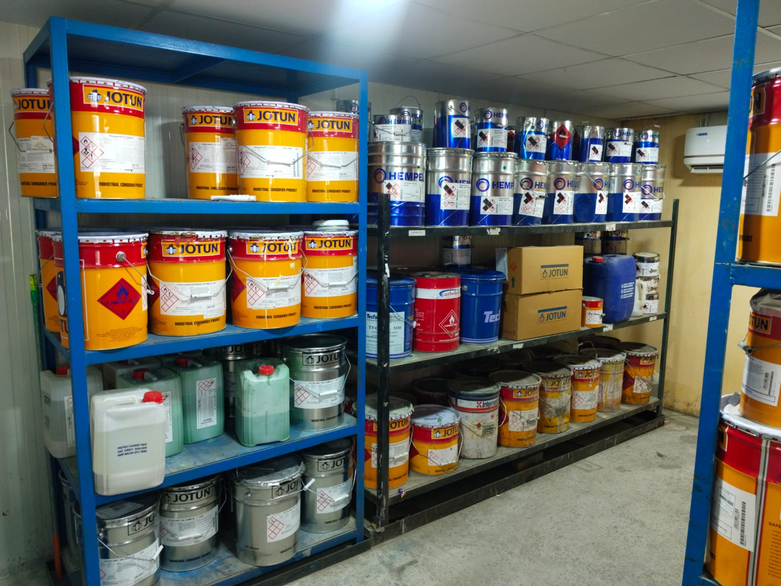 Coating materials arranged in the controlled storage area